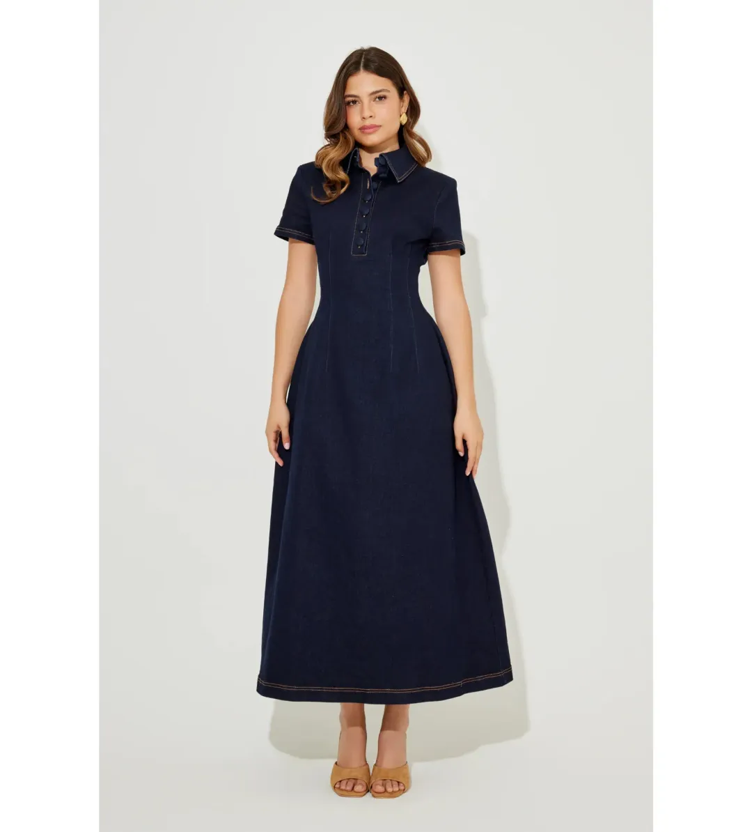 Odd Muse The Ultimate Muse Collared Midi Dress Indigo Blue  Size L / AU 10 for rent on The Volte - main image