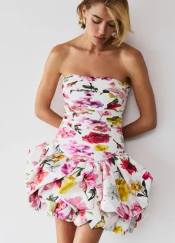 Aje Violette Bubble Hem Mini Dress Collage Floral Size 8 for rent on The Volte - image 3