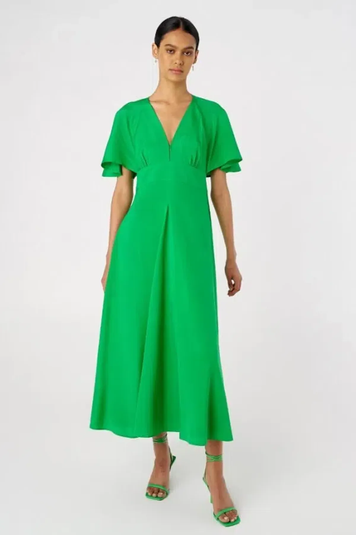 Oroton Cape Sleeve Midi Dress Green Size 10 for rent on The Volte - main image