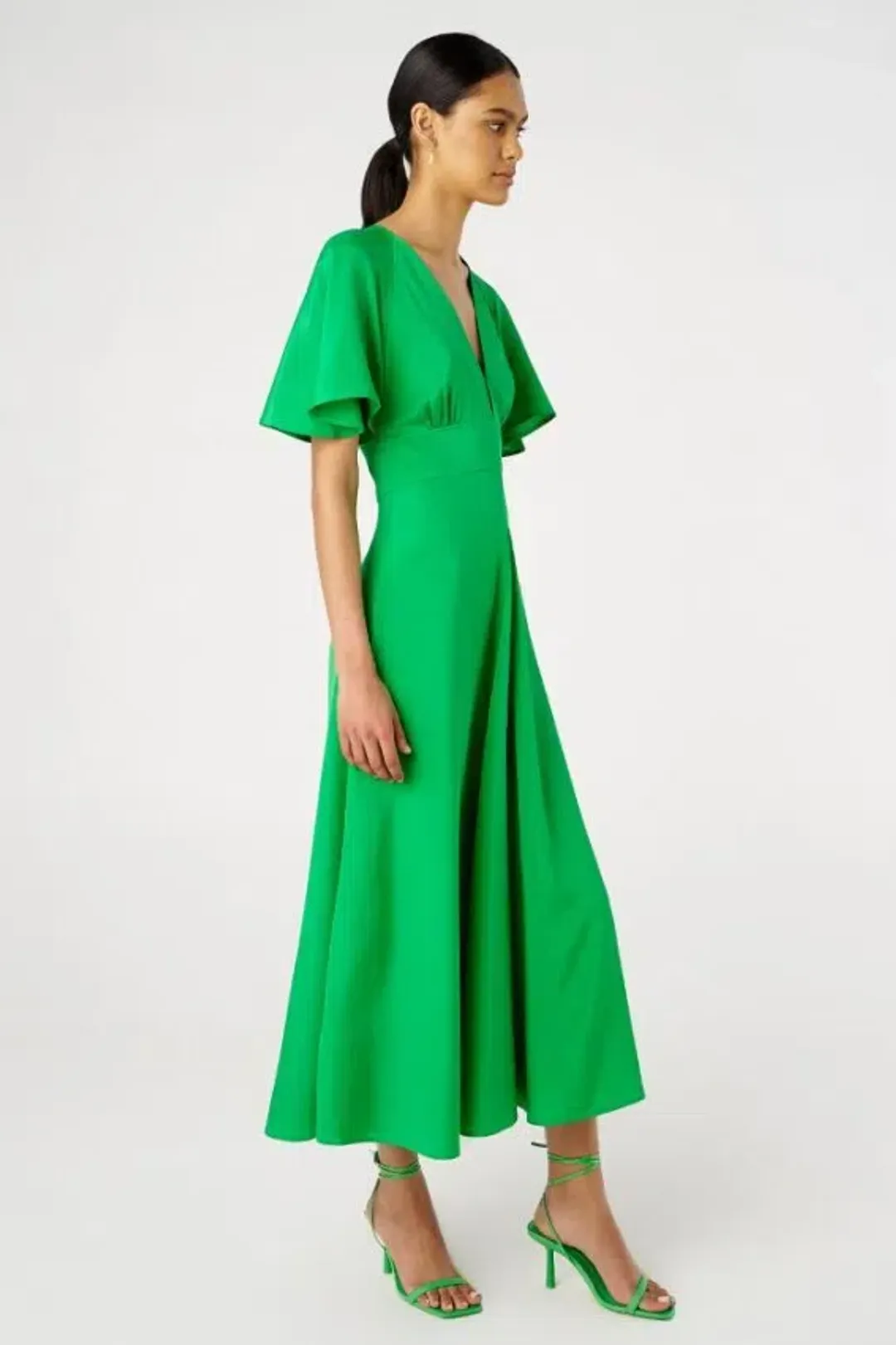 Oroton Cape Sleeve Midi Dress Green Size 10 for rent on The Volte - main image
