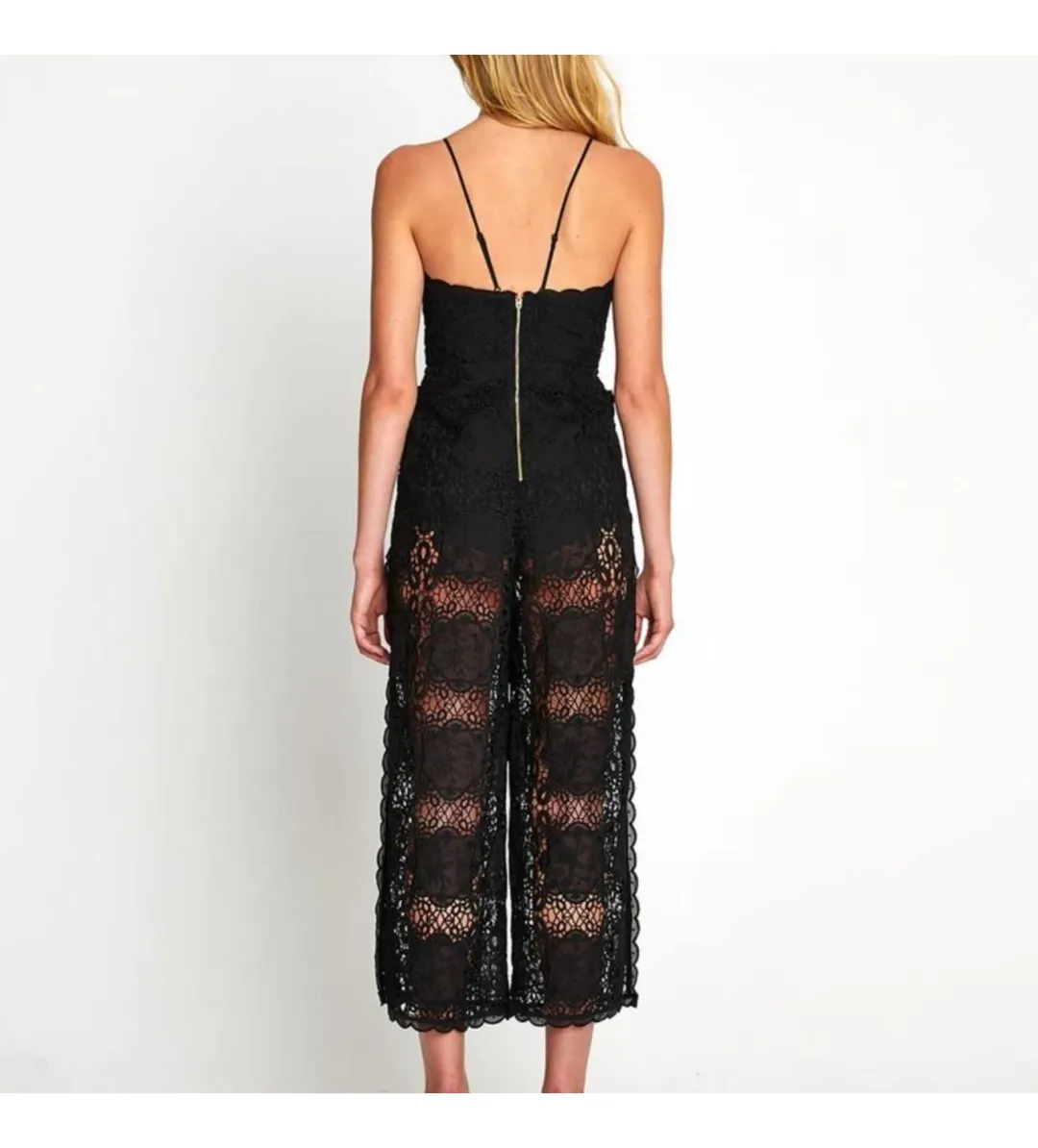 Alice McCall Diamond Veins Jumpsuit Black Lace Size AU 8 for rent on The Volte - main image