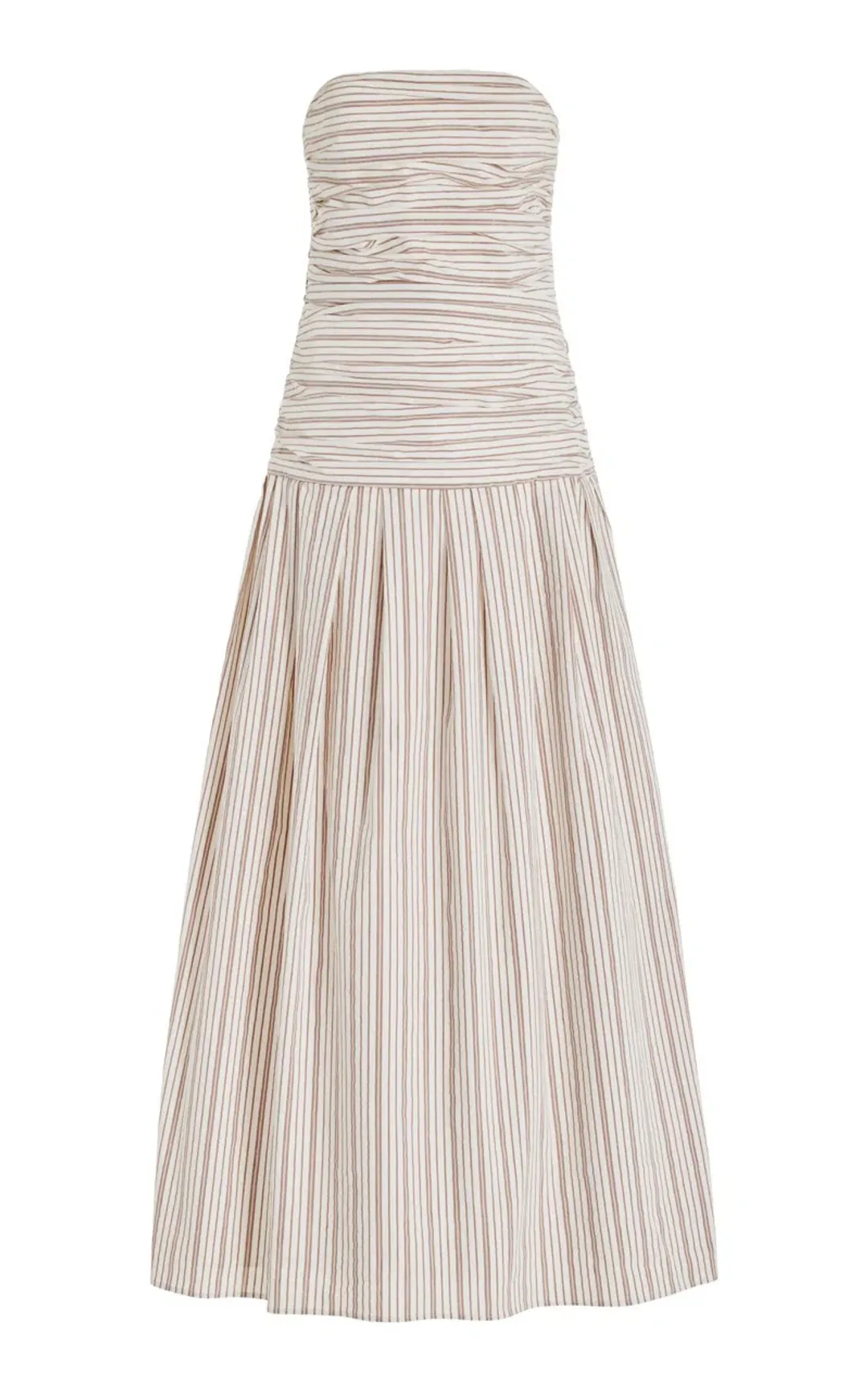 Anna Quan Isadora Strapless Maxi Dress Tobacco Stripe Size AU 8 for rent on The Volte - main image