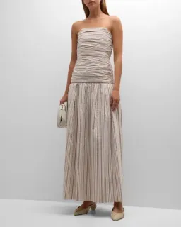 Anna Quan Isadora Strapless Maxi Dress Tobacco Stripe Size AU 8 for rent on The Volte - image 4