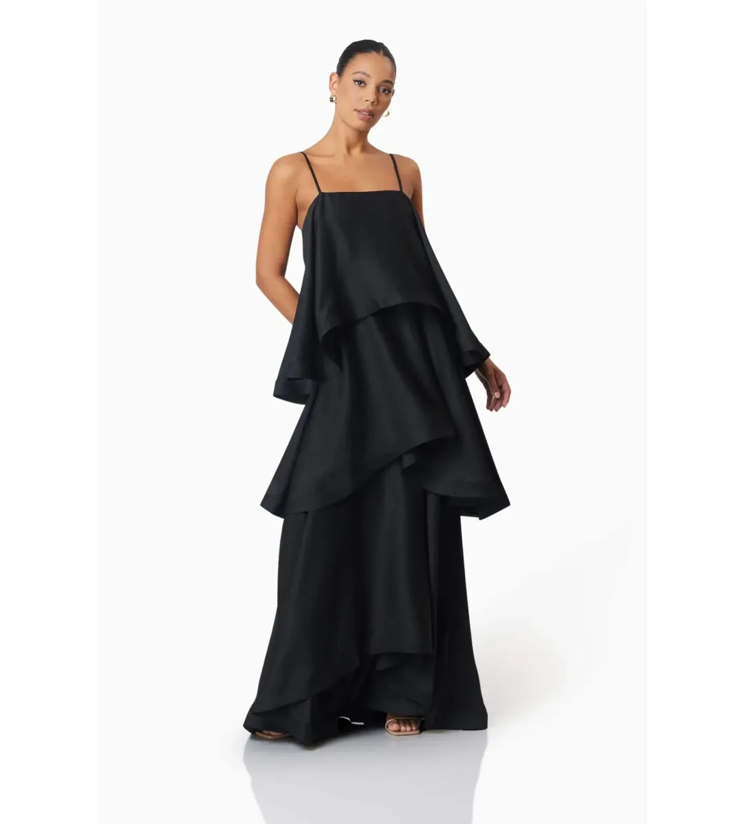 Elliatt Tilly Tiered Maxi Dress Black Size AU 8 for rent on The Volte - main image