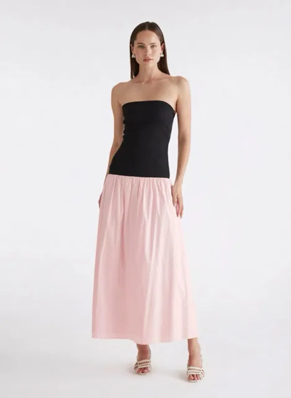 Anna Quan Amyra Strapless Midi Dress Peony Pink Size 6 for rent on The Volte - main image