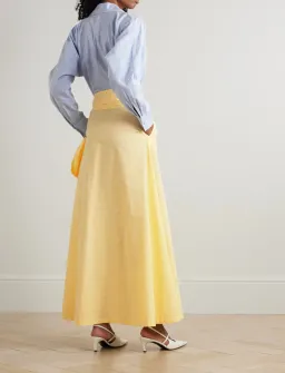 Bernadette Clarence Striped Seersucker Maxi Dress in Blue/White Striped and Yellow Size AU 12-14 for rent on The Volte - image 2