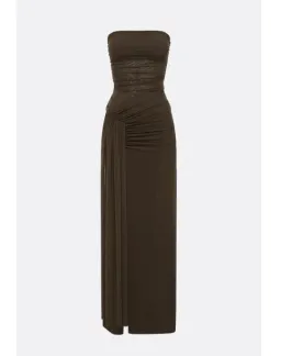 Bec & Bridge Ida Strapless Maxi Gown in Chocolate Brown Size AU 12 for rent on The Volte - image 4