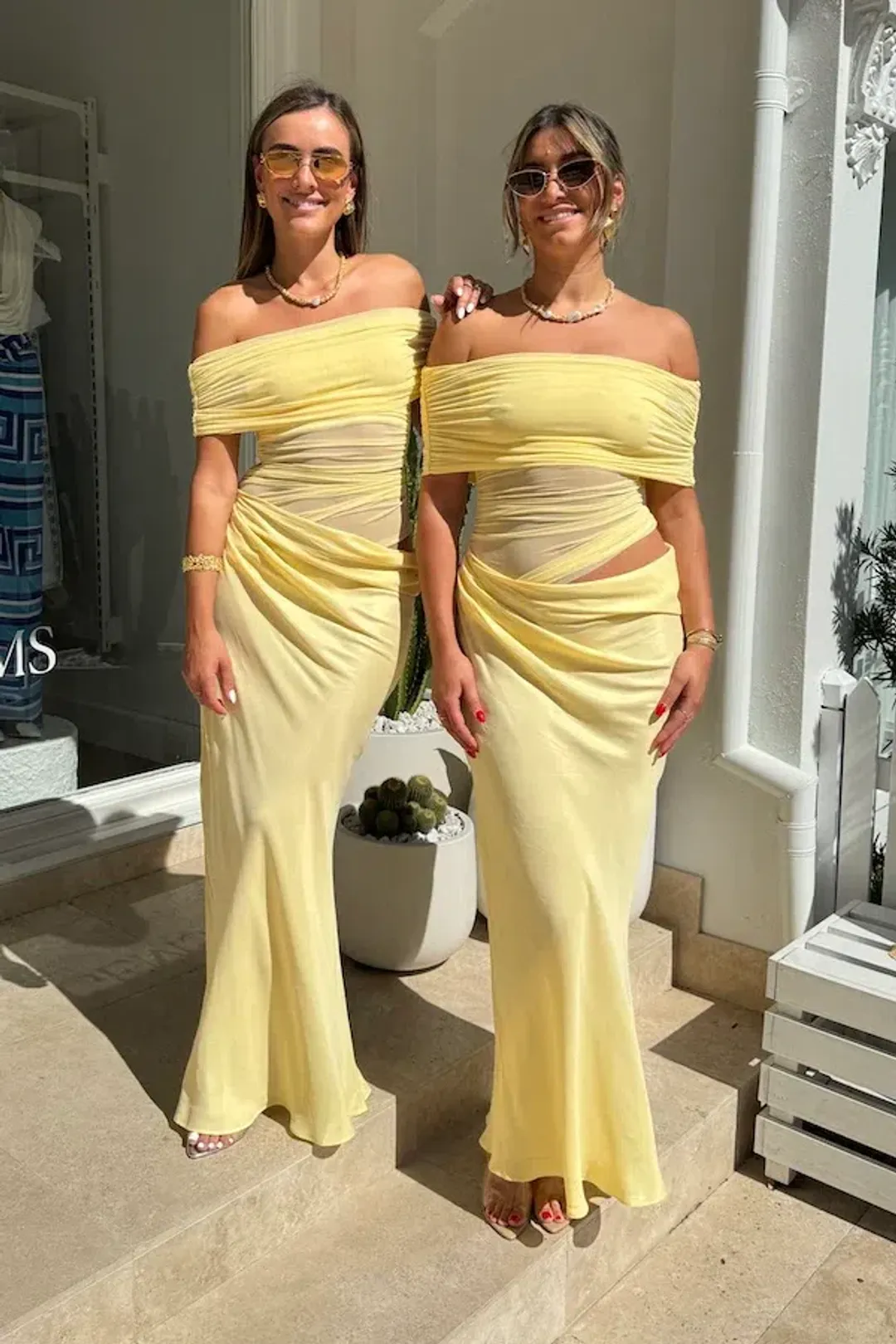 Benni Nico Off Shoulder Maxi Dress - Butter for rent on The Volte - main image