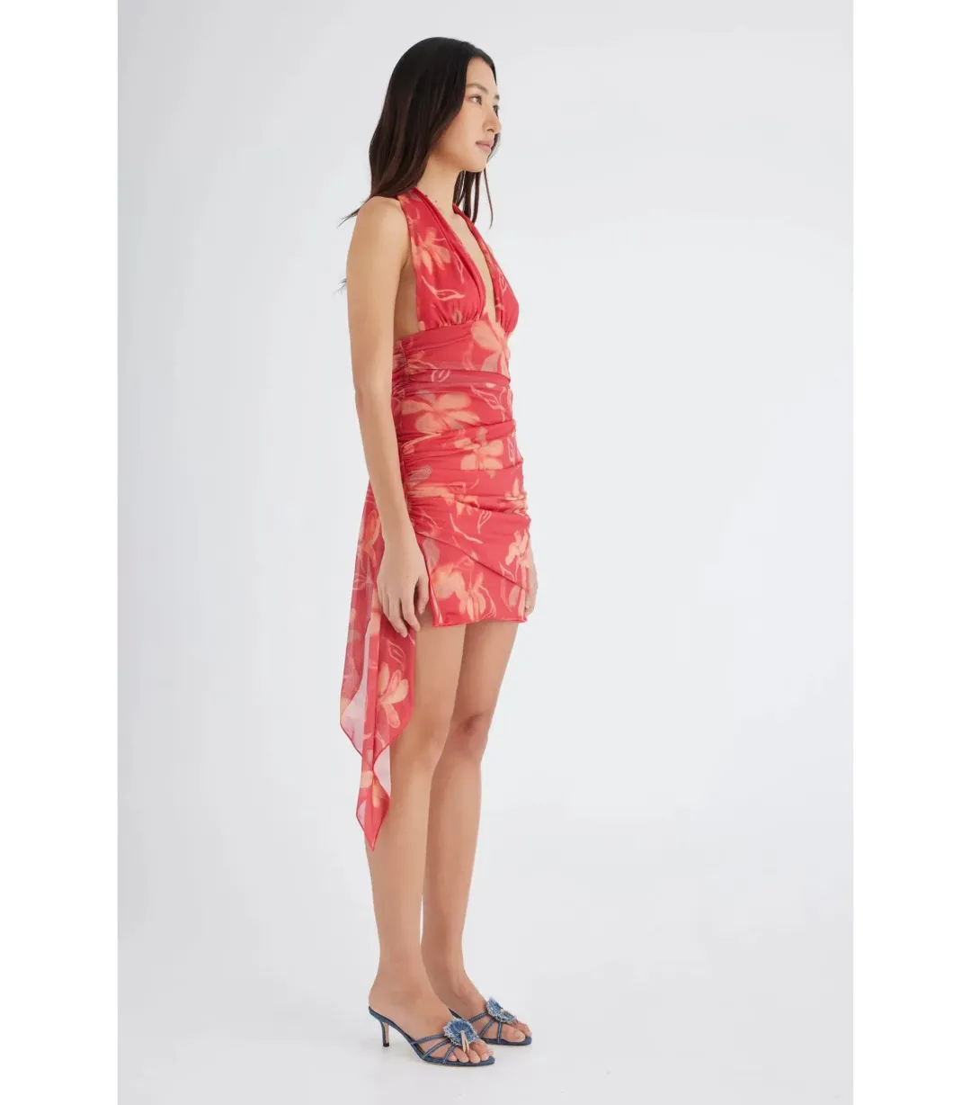 Benni Penelope Halter Mini Dress in Hibiscus Floral Size AU 6  for rent on The Volte - main image