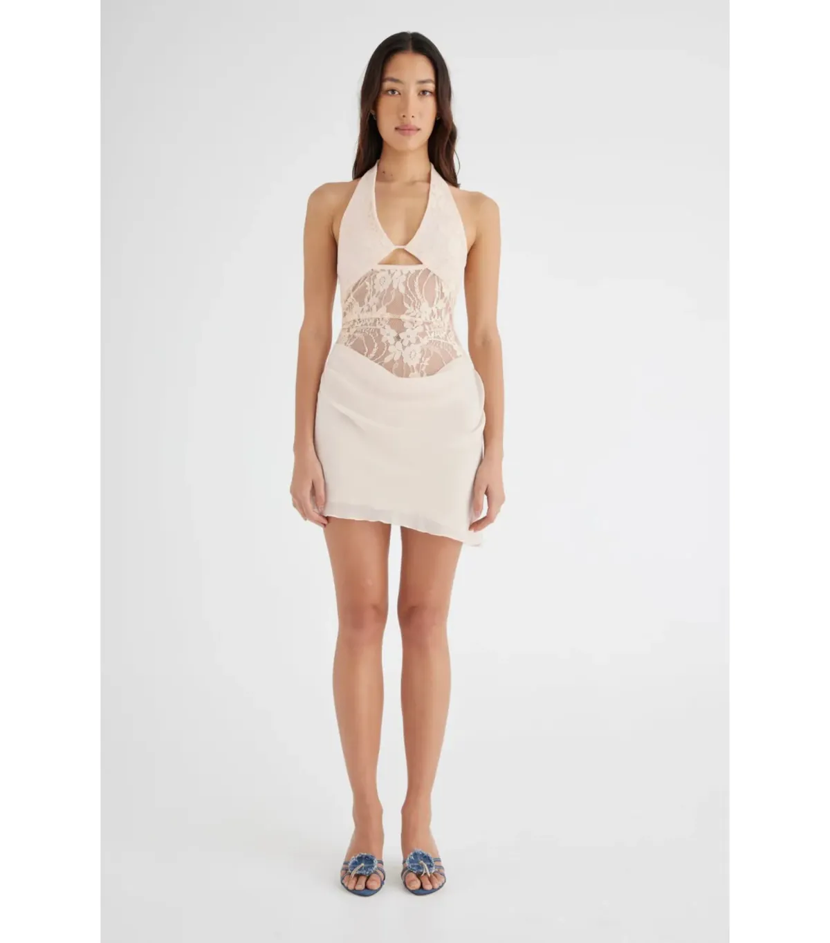  Benni Rocky Mini Dress in Seashell Ivory Size AU 8 for rent on The Volte - main image