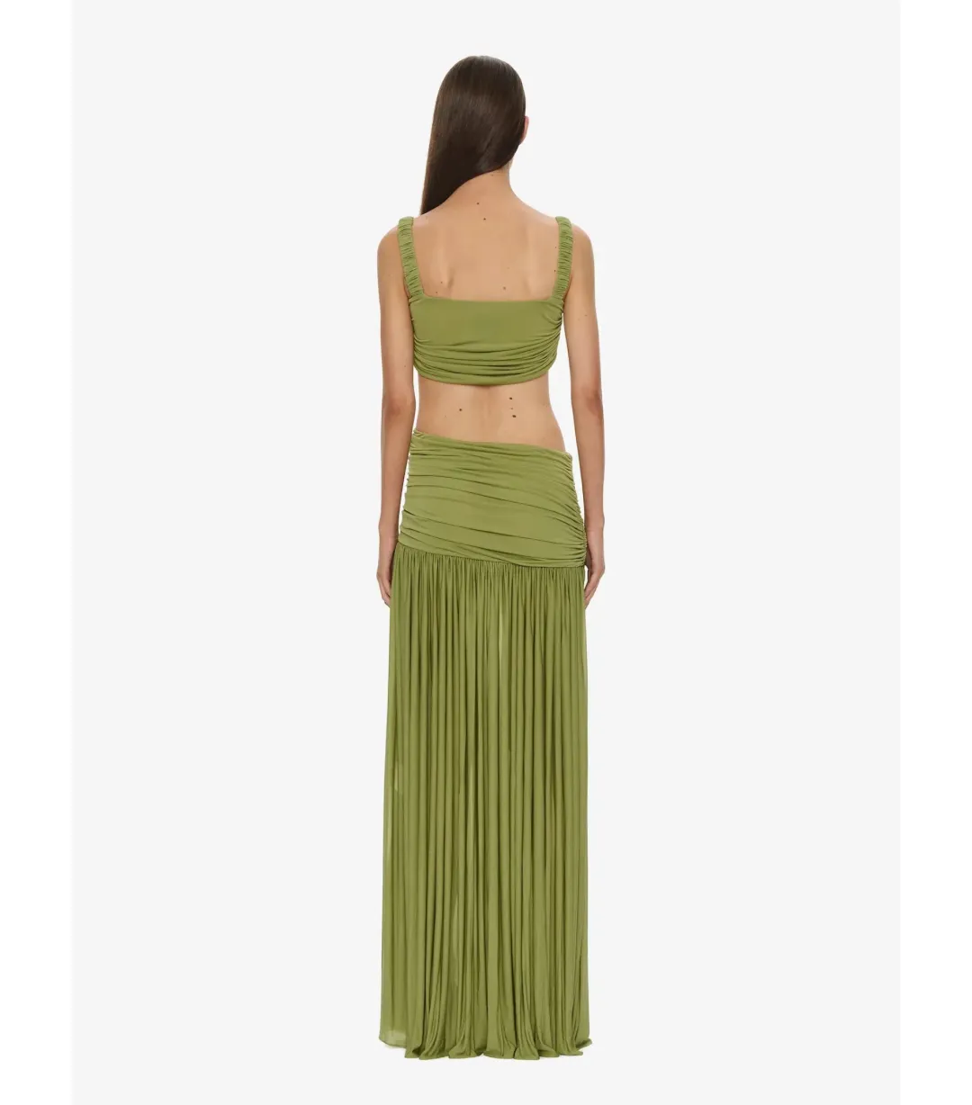 Christopher Esber Orion Separation Maxi Gown in Green Olive Size AU 10 for rent on The Volte - main image