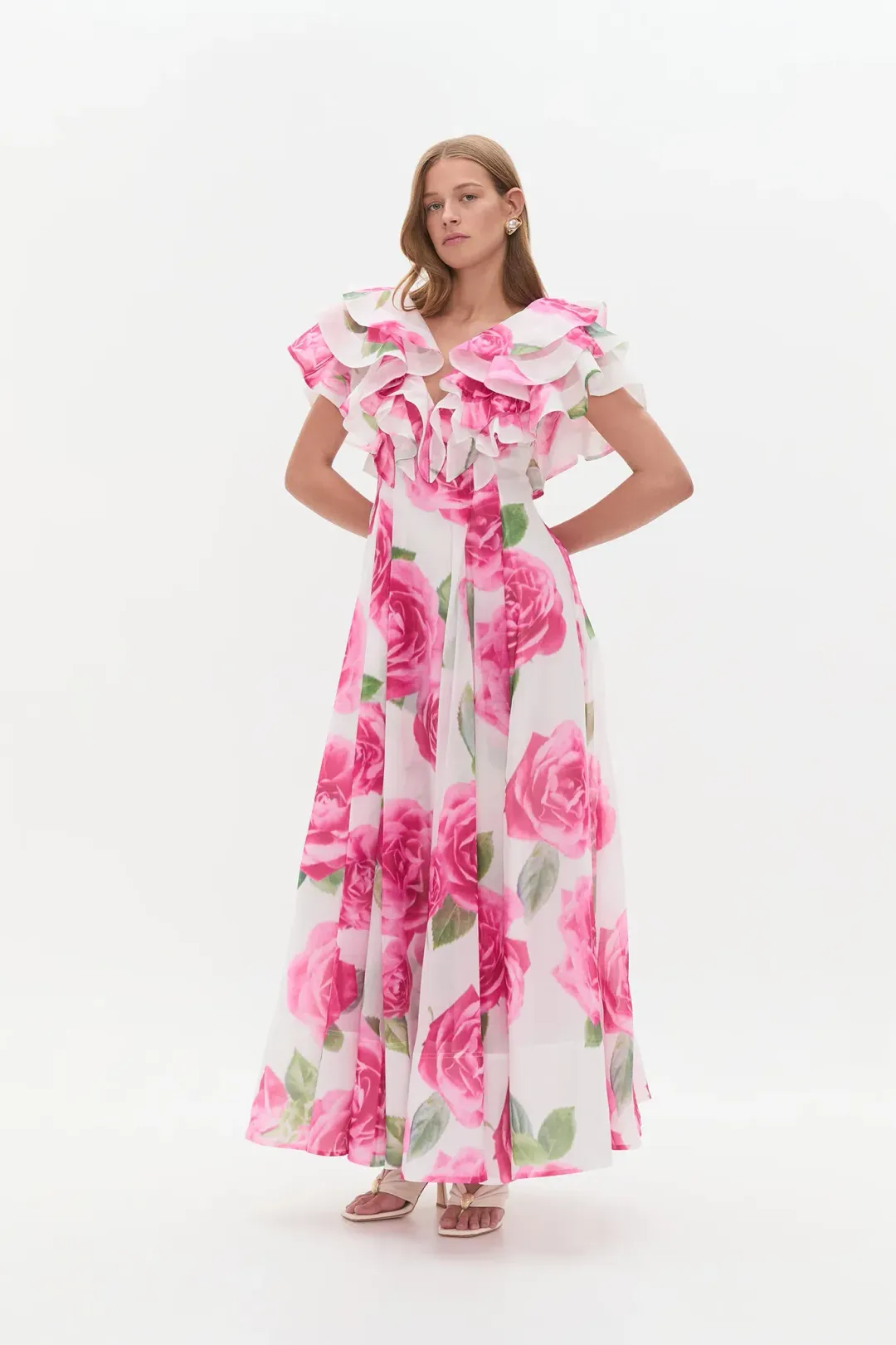 Aje Olea Maxi Dress Soft Rose Light Size AU 4 for rent on The Volte - main image