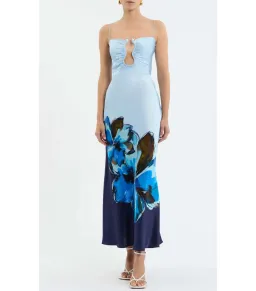 Rebecca Vallance Cyran Midi Dress Blue Print Size AU 8 for rent on The Volte - image 1