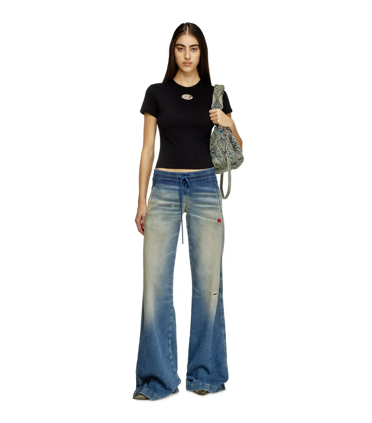 Diesel T-UNCUTIE-LONG-OD-Q1 Tshirt Black Size AU 8 for rent on The Volte - main image