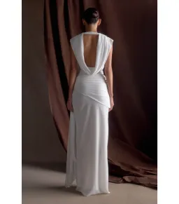 Meshki Giulia Chiffon Draped Maxi Dress White Size AU 10 for rent on The Volte - image 2
