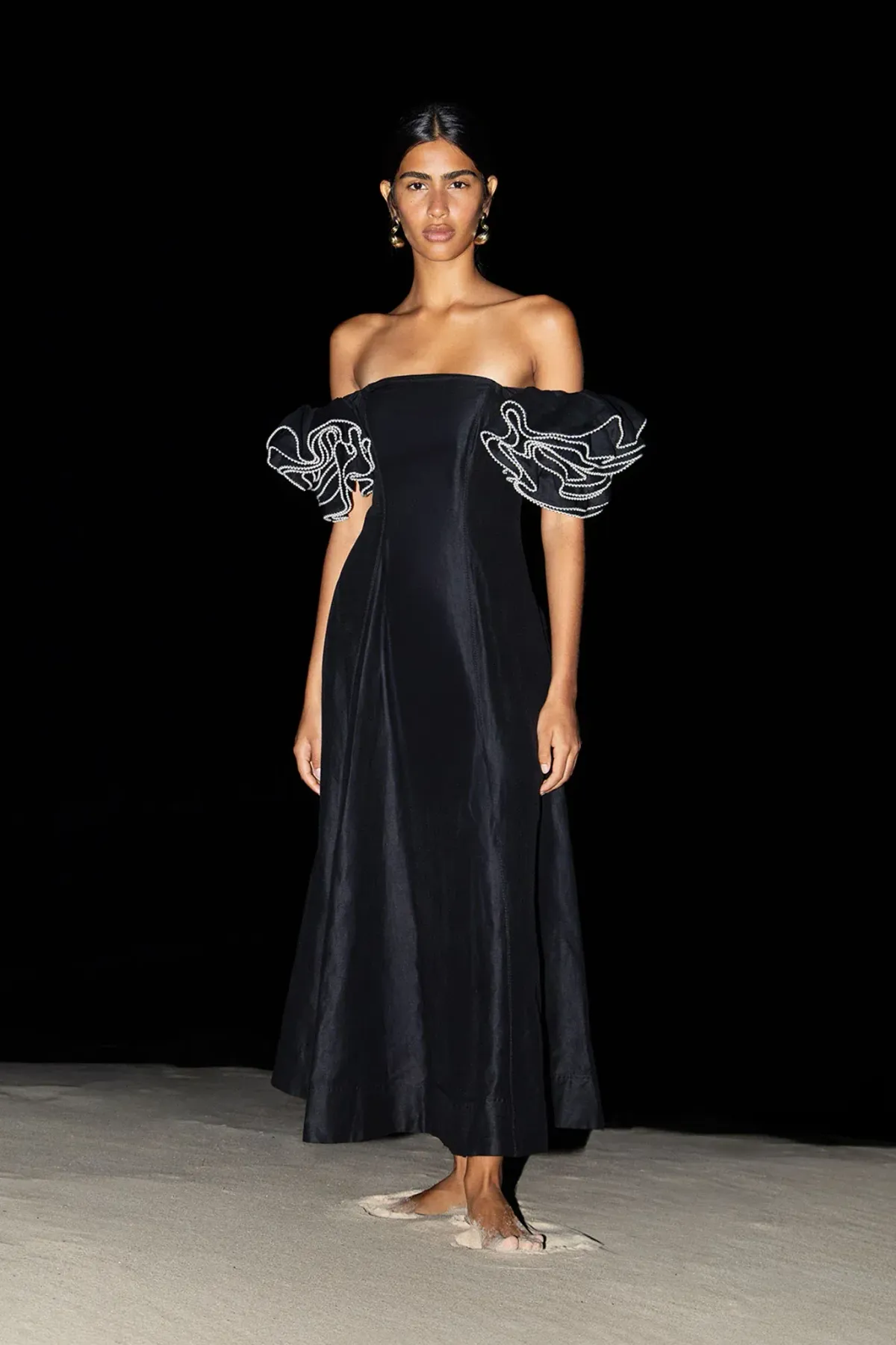 Aje Twyla Midi Dress in Black Size AU 12 for rent on The Volte - main image