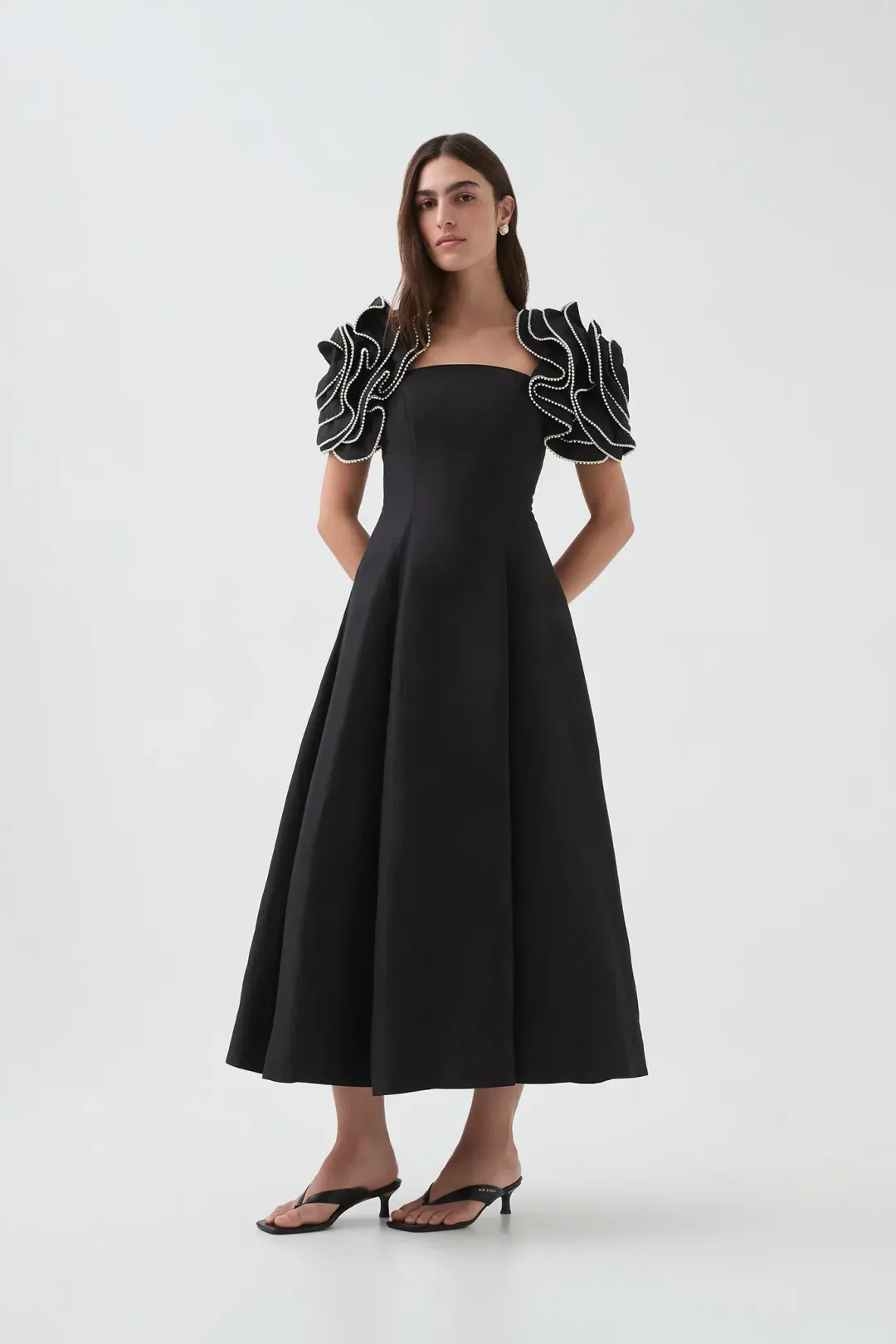 Aje Twyla Midi Dress in Black Size AU 12 for rent on The Volte - main image