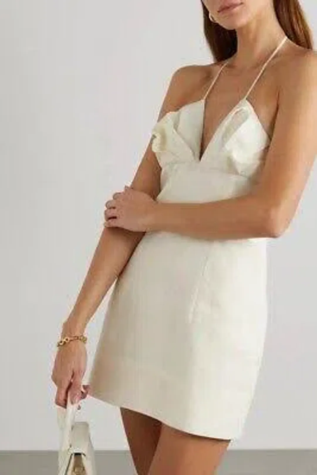 Jacquemus Bambino Linen Halter Mini Dress Size 8 for rent on The Volte - main image