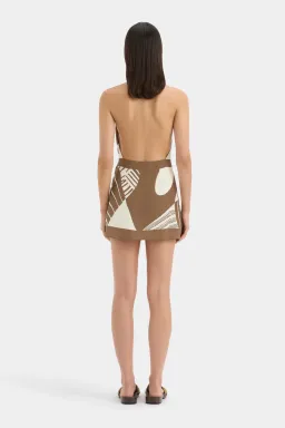 Sir The Label Almara Wrap Halter Mini Dress Espresso Stripe Size 1/ Au 8 for rent on The Volte - image 4