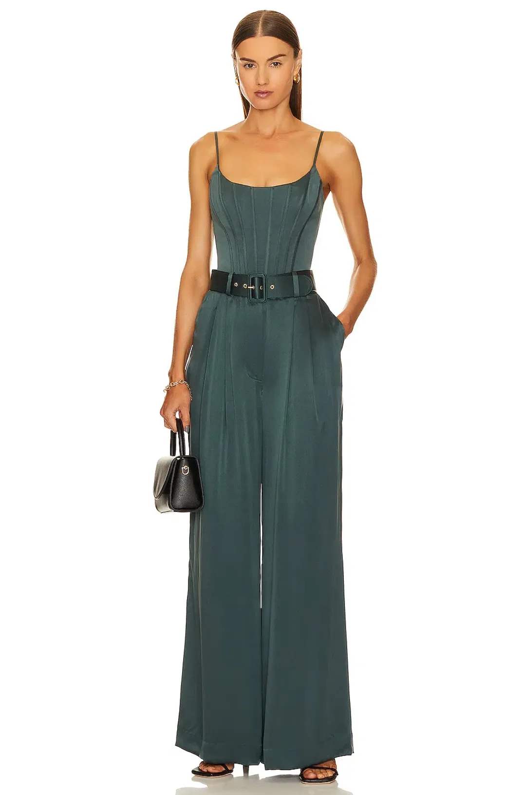 Zimmermann Espionage Silk Tuck Pants Forest Green Size 0 / AU 8 for rent on The Volte - main image