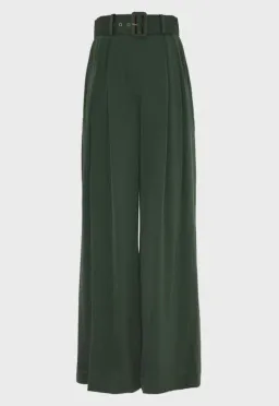 Zimmermann Espionage Silk Tuck Pants Forest Green Size 0 / AU 8 for rent on The Volte - image 4