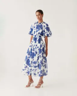 Aje Elsyium Floral Midi Dress Neo Rose Size AU 16 for rent on The Volte - image 2