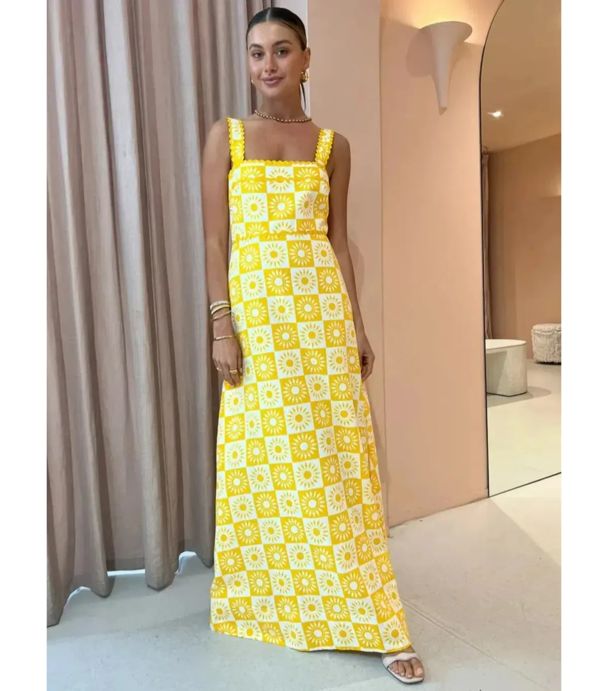 By Nicola Goldie Maxi Dress in Sol Yellow Size AU 10 for rent on The Volte - main image