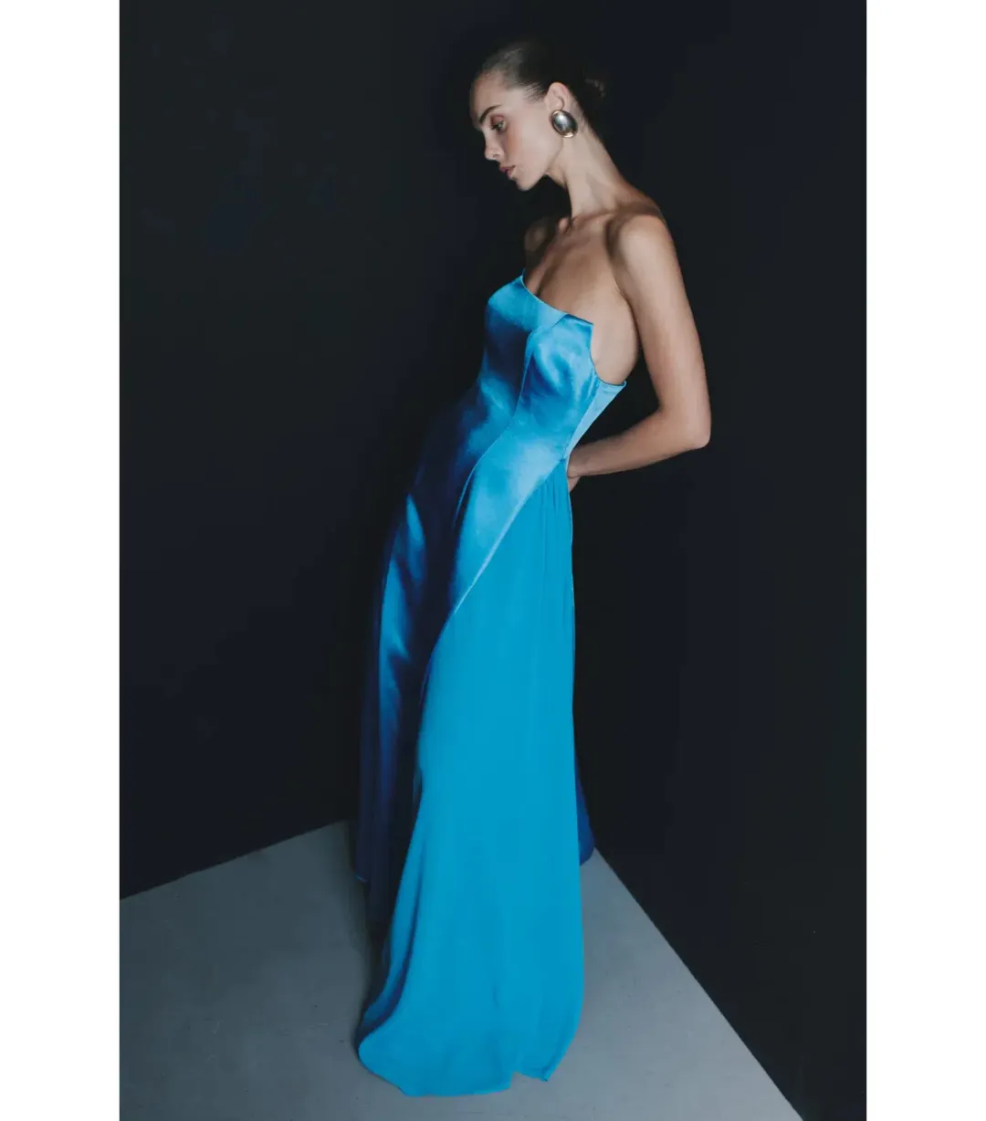 Meshki Rosella Satin Maxi Gown Cyan Blue Size AU 8 for rent on The Volte - main image