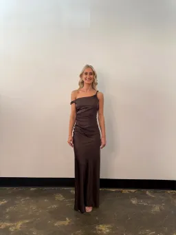 Bec & Bridge Lunetta Twist Strap Maxi Dress Dark Chocolate Size AU 14 for rent on The Volte - image 4
