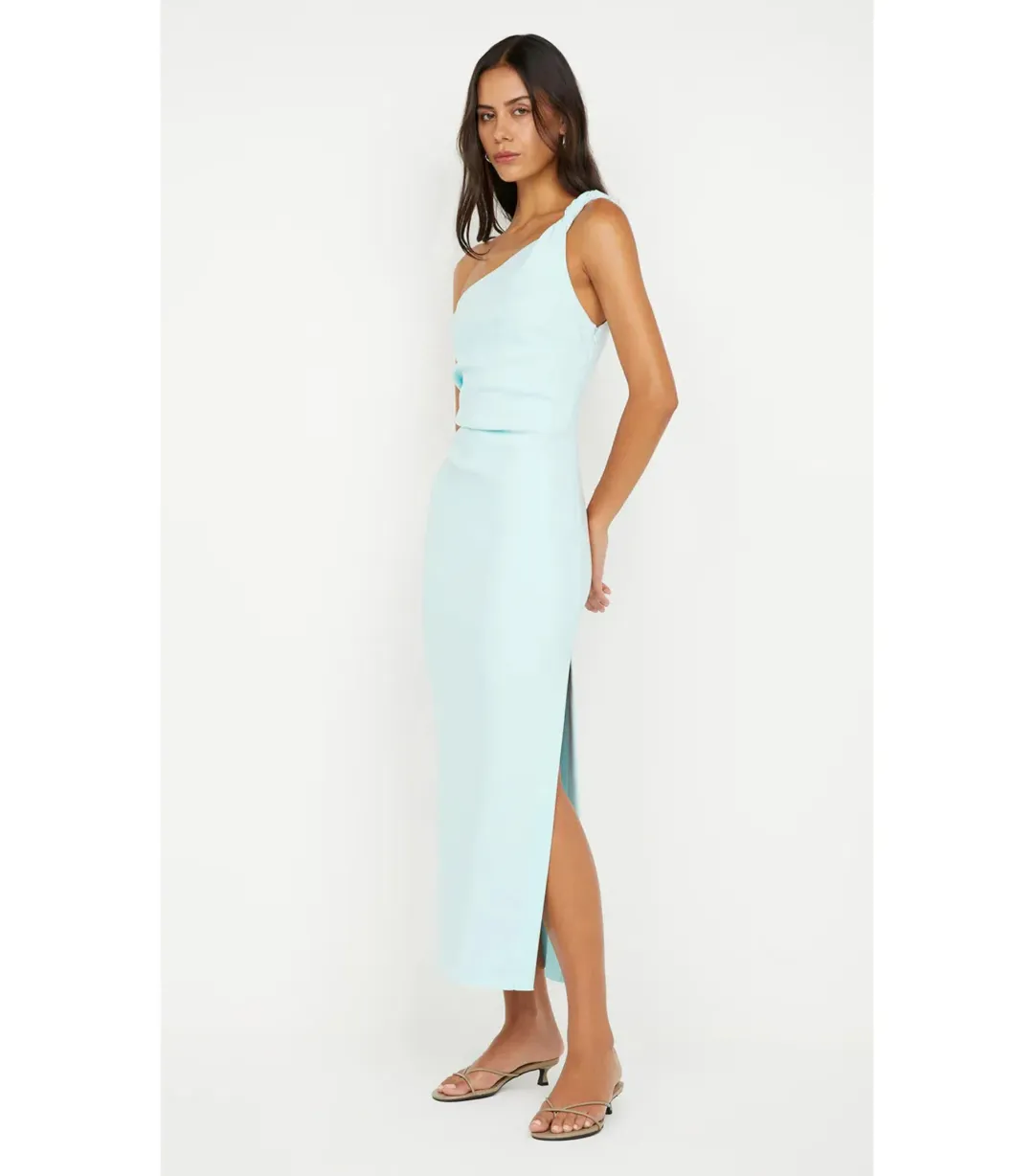Bec & Bridge Ariven Asym Midi Dress Arctic Blue Size AU 10 for rent on The Volte - main image