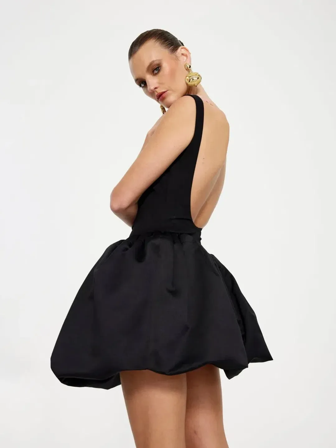 Effie Kats Keke Bubble Hem Mini Dress Black Size XS / AU 6 for rent on The Volte - main image