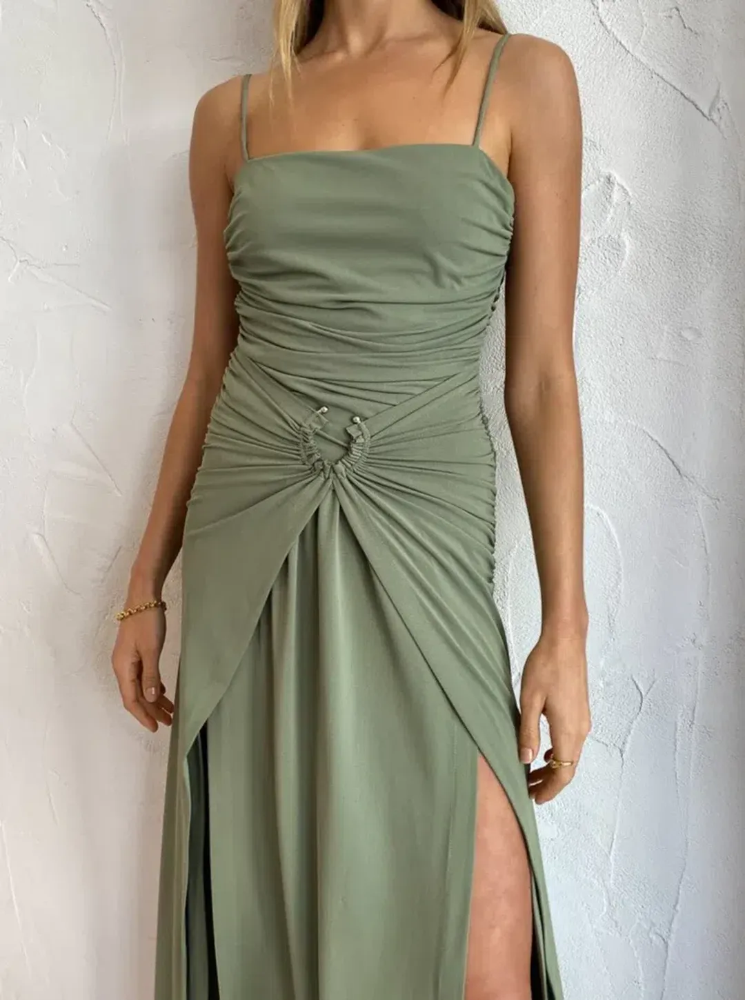 Bec and Bridge Vixen Maxi Dress in Olive Size 12  for rent on The Volte - main image