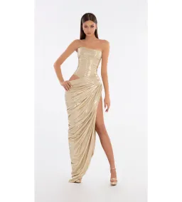 Albina Dyla Metallic Nude Corset Dress Gold Size Au XS/Au 6 for rent on The Volte - image 1