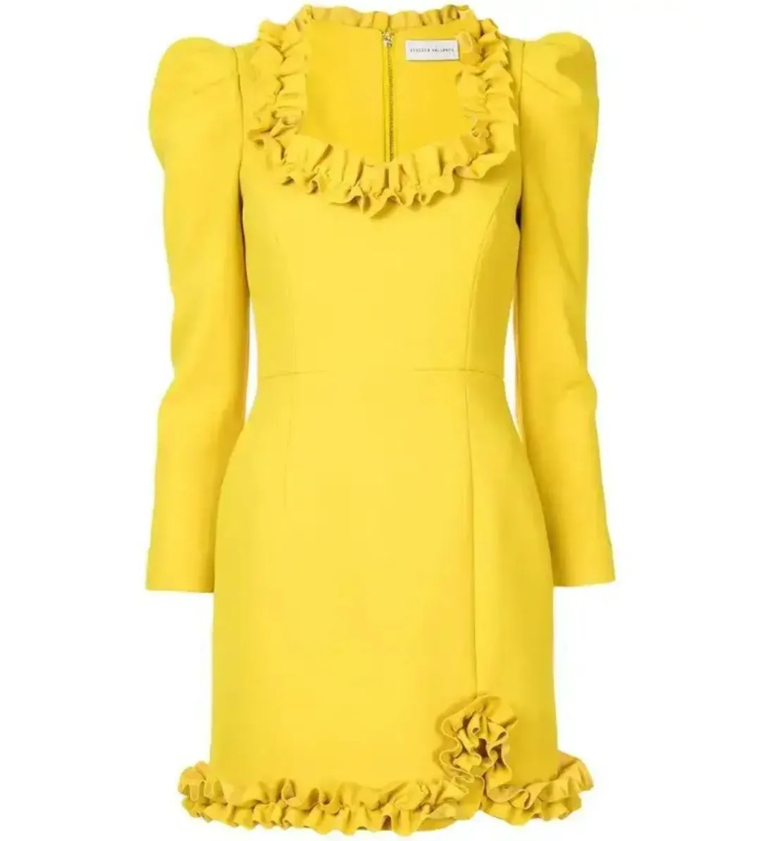 Rebecca Vallance Baci Long Sleeve Mini Dress Yellow Size AU 14 for rent on The Volte - main image