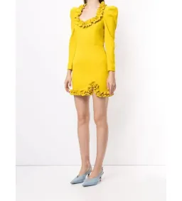 Rebecca Vallance Baci Long Sleeve Mini Dress Yellow Size AU 14 for rent on The Volte - image 2