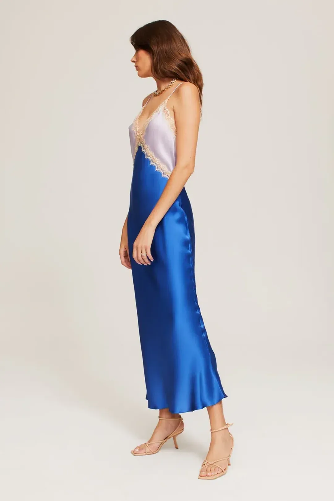 Ginia Sadie Silk Dress In Lilac/Lapis Size XS/AU6 for rent on The Volte - main image