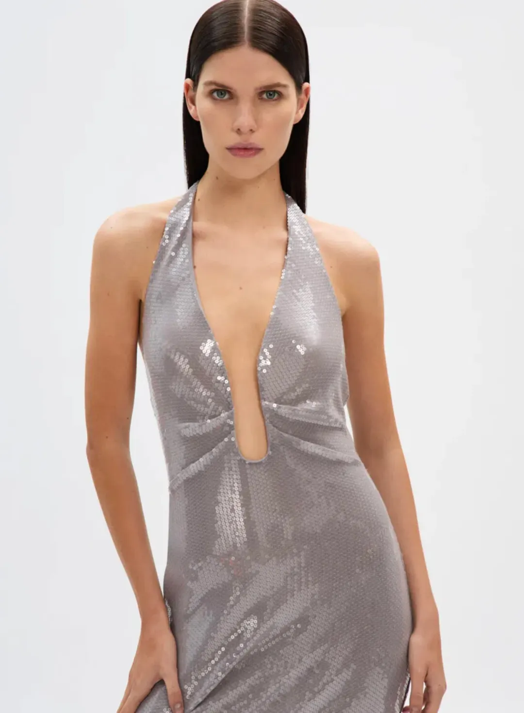 Misha Alusia Sequin Dress in Pewter Size S/AU8 for rent on The Volte - main image
