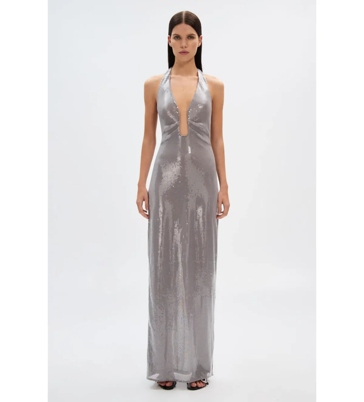 MISHA Alusia Sequin Maxi Dress in Pewter Size XS / AU 6 for rent on The Volte - main image