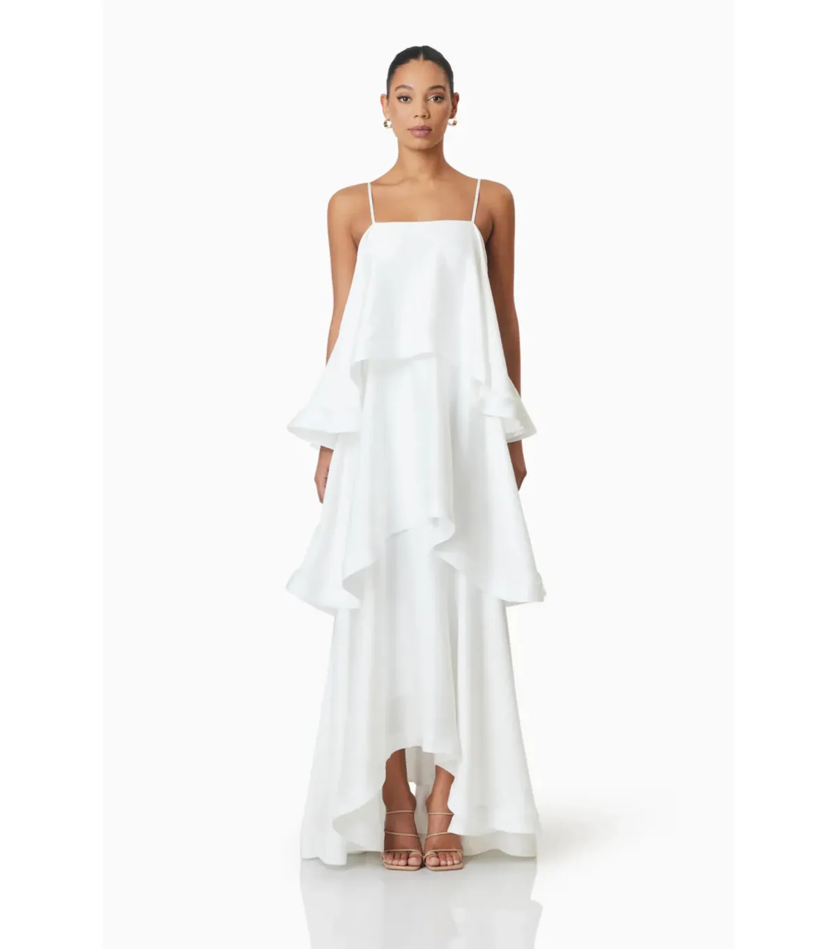 Elliatt Tilly Tiered Maxi Dress White Size AU 8 for rent on The Volte - main image