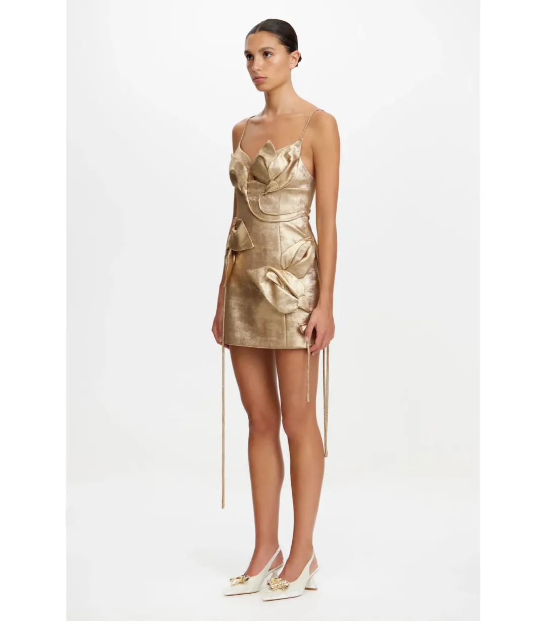 Acler Hillsome Mini Dress Gold Size AU 10 for rent on The Volte - main image