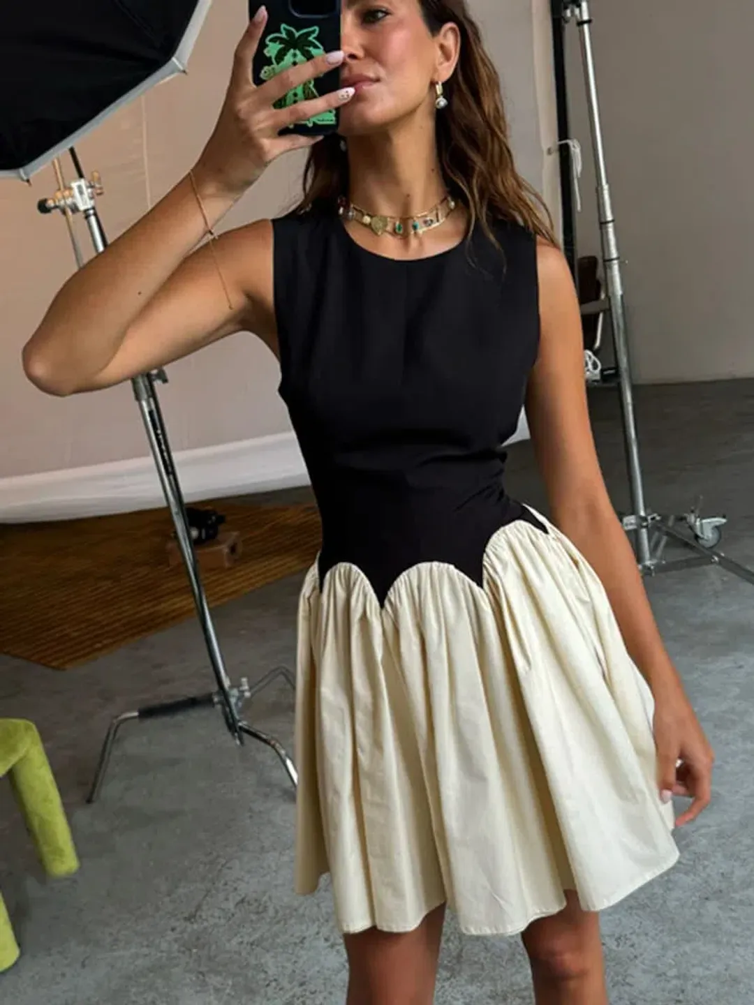 Never Fully Dressed Monika Mini Dress Cream And Black Size Uk6 for rent on The Volte - main image