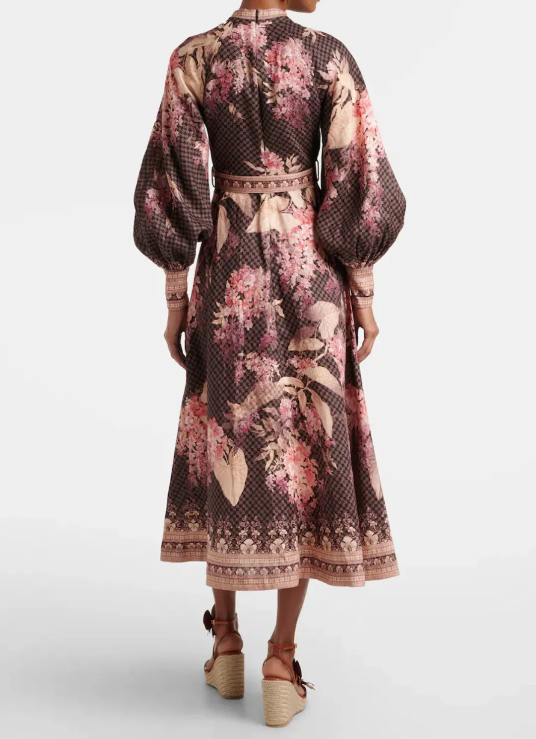 Zimmermann Illuminate Floral Linen Midi Dress Size 1/ Au 10  for rent on The Volte - main image