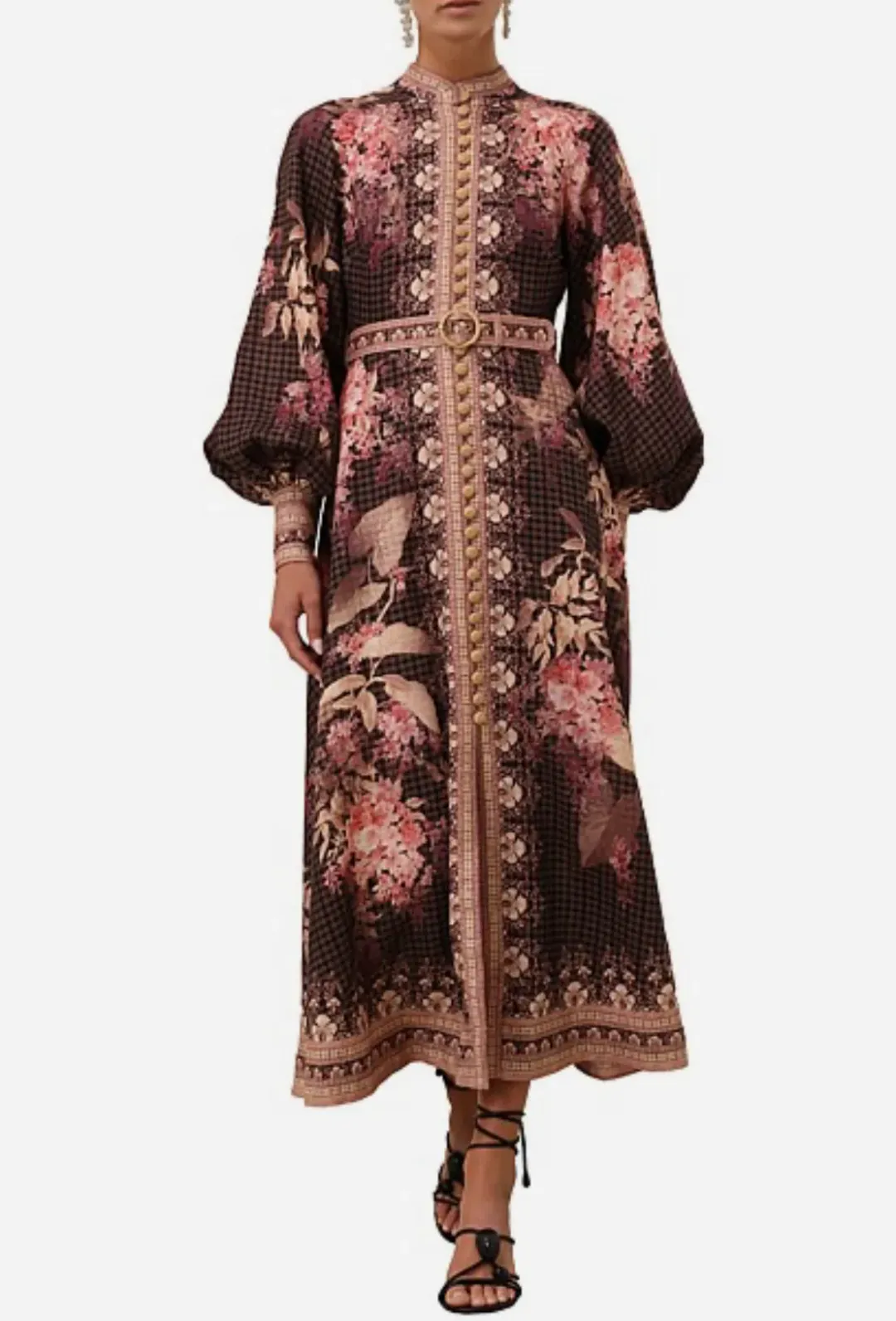 Zimmermann Illuminate Floral Linen Midi Dress Size 1/ Au 10  for rent on The Volte - main image