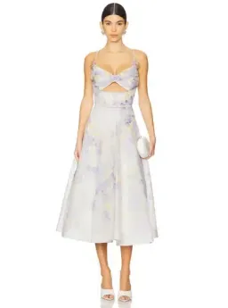 Zimmermann Crush Twist Front Midi Dress Lilac Floral Size 3 / AUS 14 for rent on The Volte - image 1