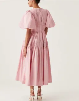 Aje Fallingwater Ruched Midi Dress Pastel Pink Size AU 10 for rent on The Volte - image 3