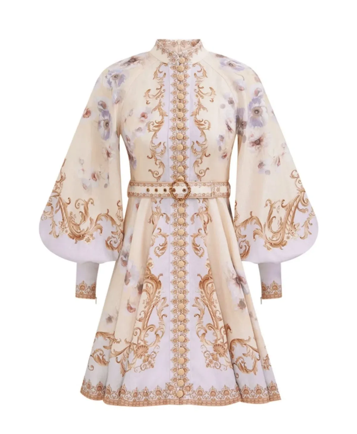 Zimmermann The Hypnotic Buttoned Mini Dress in Blue Floral Size 2/Au 12  for rent on The Volte - main image