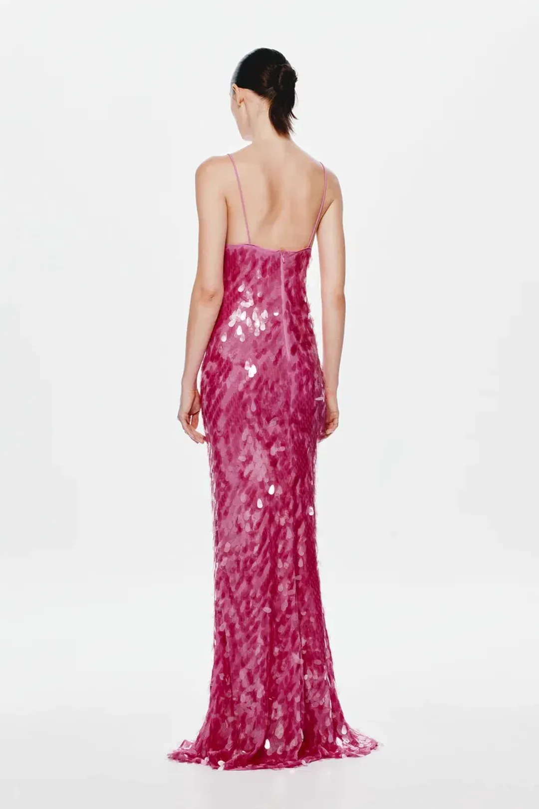 MISHA Sapphire Sequin Maxi Dress Fuchscia Size 8 for rent on The Volte - main image
