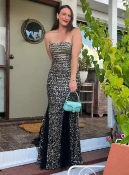 Rachel Gilbert Beaded Tulle Gown Black Gold 2/AU10 for rent on The Volte - image 2