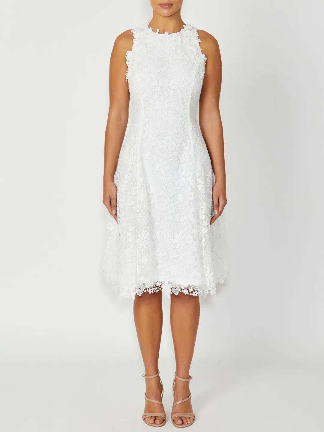 Anthea Crawford Virginia Lace Dress in Ivory Size 14  for rent on The Volte - main image