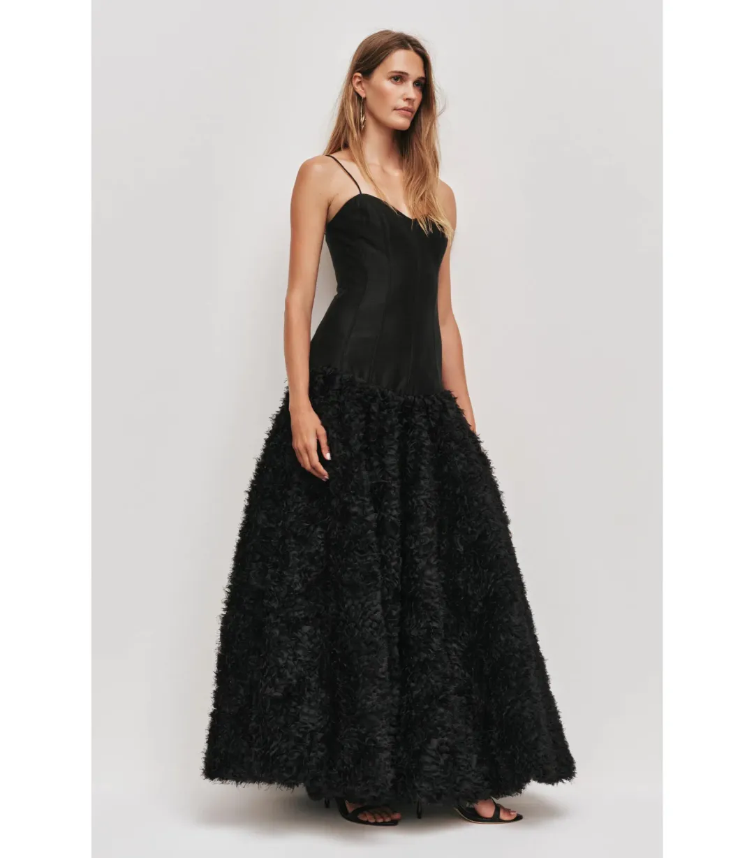 Aje Colette Corset Textured Maxi Dress Black Size AU 10 for rent on The Volte - main image
